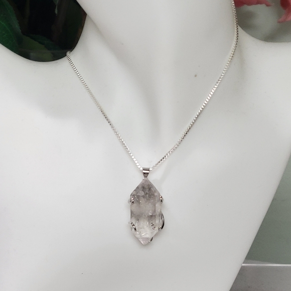 LARGE GENUINE Herkimer Diamond STERLING SILVER 925 NECKLACE - Picture 4 of 11